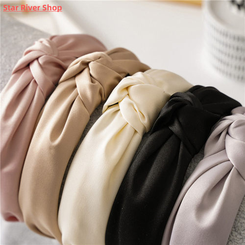 Women Wide Side Headband Twisted Knotted Head Hoop Solid Col