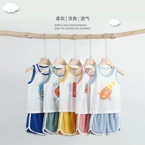 Baby Summer Suit Boys Sleeveless Cotton Vest Childrens Clo