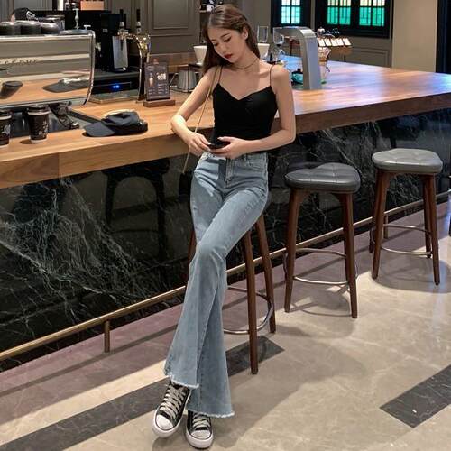 Women's Streetwear High Waist Micro Flared Jeans Female