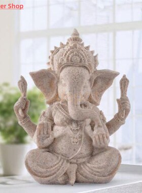 MagiDeal Hand Carved Sandstone Seated Ganesh Buddha Deity El