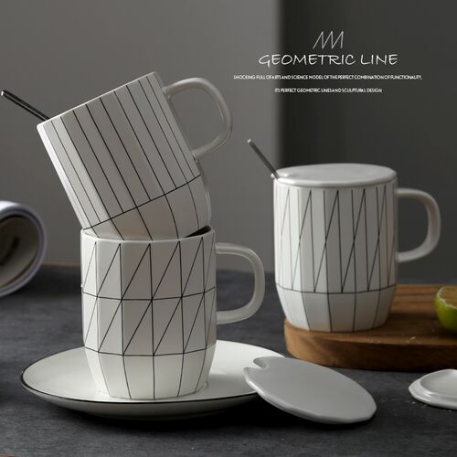Ins female mark cup with cover teaspoons of office coffee