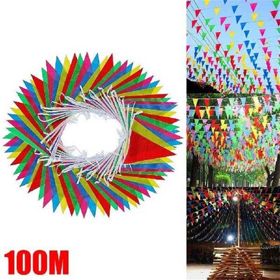 100M 150 Flags Multicolored Triangle Flags Bunting Banner