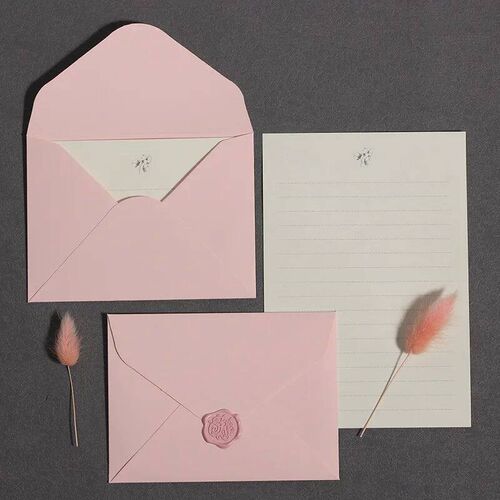 5ps/set Solid Pink Paper Envelopes Letter Pads ver Kawaii In
