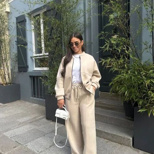 Casual Sweatshirt Pants Sets Women Loose Long Sleeve Top Hig