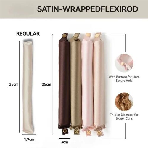 3Pcs Heatless Hair Curlers Satin Curling Rod Headband Heat S