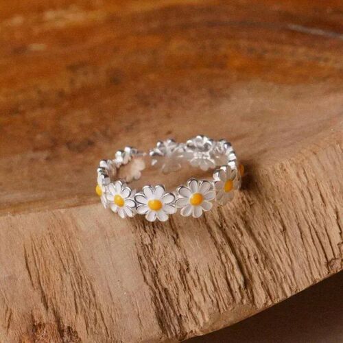 Vintage Daisy Flower Rings For Women Korean Style Adjustable