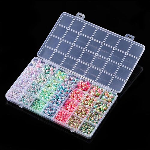 2191pcs/Box Colorful ABS Imitation Pearl Beads 4-10mm Round