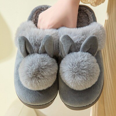 Winter Thickened Indoor Warm Slippers for Couples Long Ear S