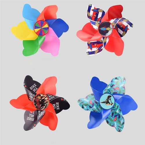 Children Cartoon Bicycle Windmill Colorful Pinwheel Long Pol