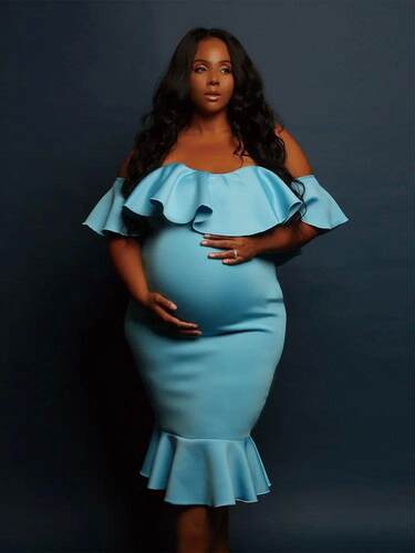 2023 Womens Clothes Pregnancy Dresses Evening Solid Ruffles