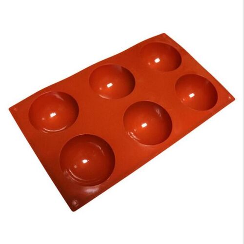 6 Hole Round Shape Cake Mold Brown Half Ball Sphere Silicone