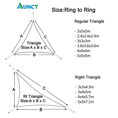 5x5x5/2x2x2M Waterproof Sun Shelter Triangle Sunshade Protec