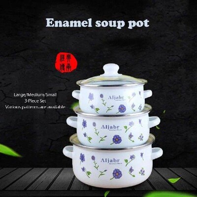 3-Piece Set Enamel Pot Double-Eared Non-Stick Pan Universal