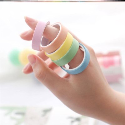 5Rolls Solid Color Washi Tape Set Decorative Masking Tap胶带