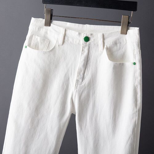 2023 Spring Autumn New Mens Straight Fit Pure White Jeans F