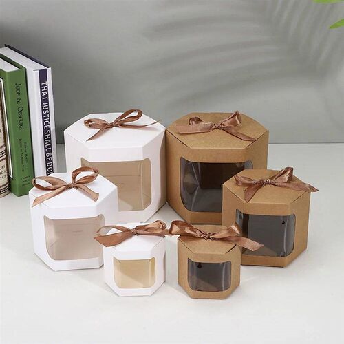 Cake Box Packaging Paper Bags Transparent Window Candy Cake
