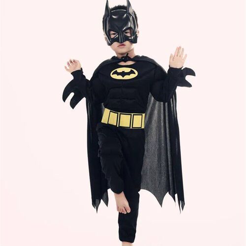 Kids Bat Cosplay Jumpsuit Hero Costume Suit with Cape Mask