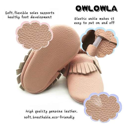 Baby Moccasins Soft Sole Leather Crib Shoes First Walker New