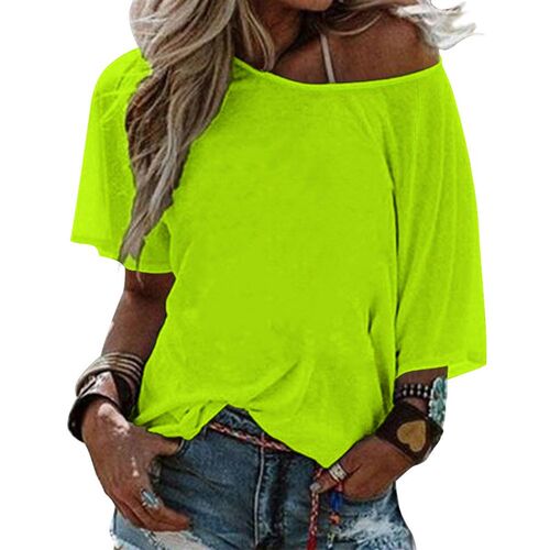 Bitter Lime Neon Green Yellow Solid Color Lotus Leaf Neck Wo