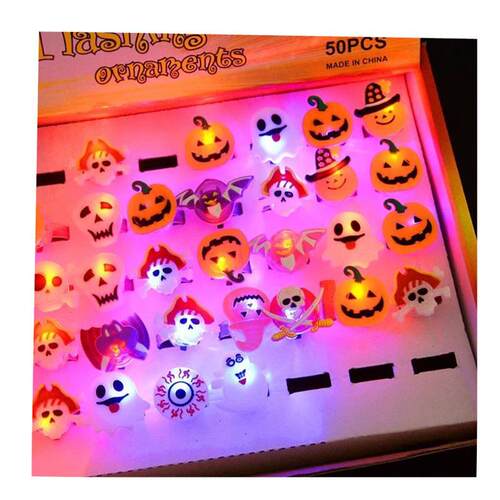 LED Light Halloween Ring Glowing Pumpkin Ghost Skull Rings