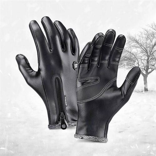 Motorcycle Winter Gloves Cycling Gloves Velvet Leather Men T