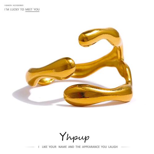 Yhpup 316L Stainless Steel Ring New Design Metalic 18 K PVD