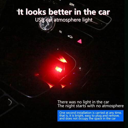 1-5Pcs Car Mini USB LED Atmosphere Lights Car Interior Neon