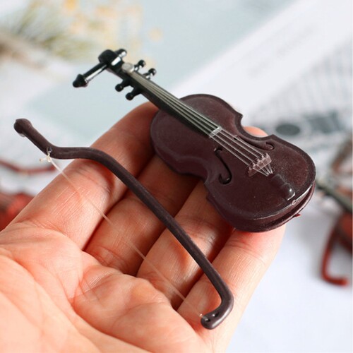 Mini Violins Ornament Miniature Violins Model with Stand Cas