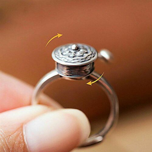 Buddhist Rotating Ring Fidget Finger Anxiety Spinner Ring Ad