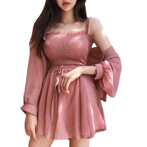 Summer New Suit Womens French Chiffon Shirt Solid Color Sli