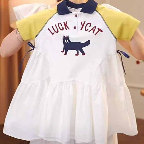 Polo Dress with Print for Girls POLO领印花拼接公主裙