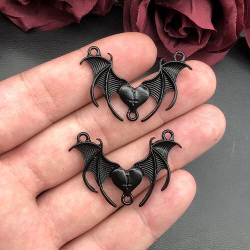 5pcs 28x40mm Charms Vintage Blood Rose Heart Butterfly Bat S