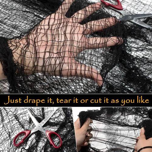 76x183cm Halloween Decorations Black Creepy Gauze Cloth Wind