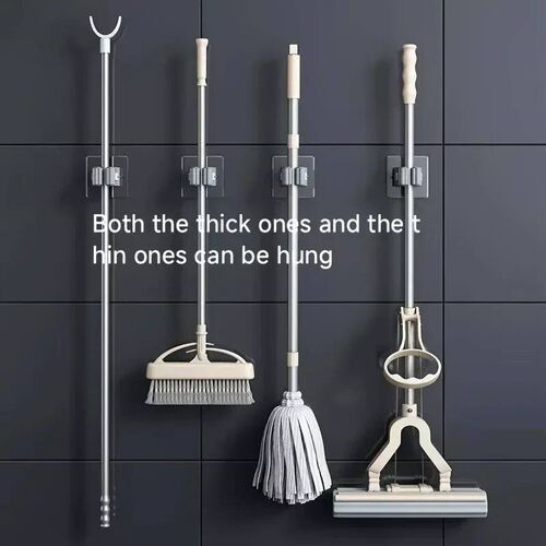 Mop Holder Self-adhesive Broom Stand Wall Mounted Mop Suppor