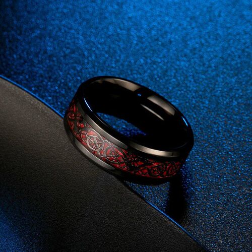 Punk Viking Dragon Black Tungsten Wedding Ring Set For Men S