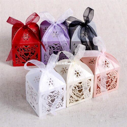 50pcs/lot love heart  cut candy gift boxes wedding part