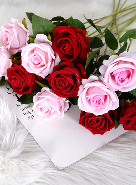 51cm Artificial Flower Flannel Rose Fake Flower Wedding Home