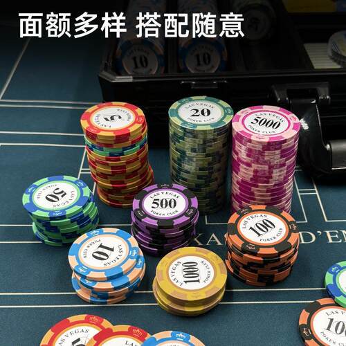 500 Chip Dice Style Poker Set Aluminum Case Taxas 筹码套装