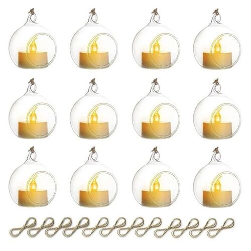 3/6/12Pack Mini Hanging Glass Tealight Globe Candle Holder w