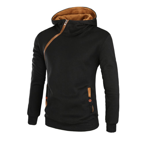 Mens mens mens inclined zipper coat casual contrast color