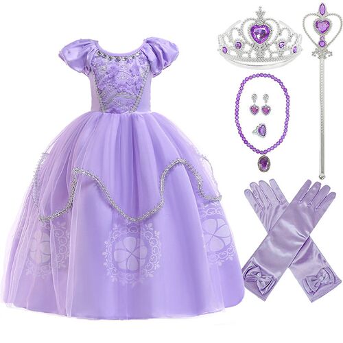 Purple  Princess Sofia Dress for Girl Kids Cosplay Costume P