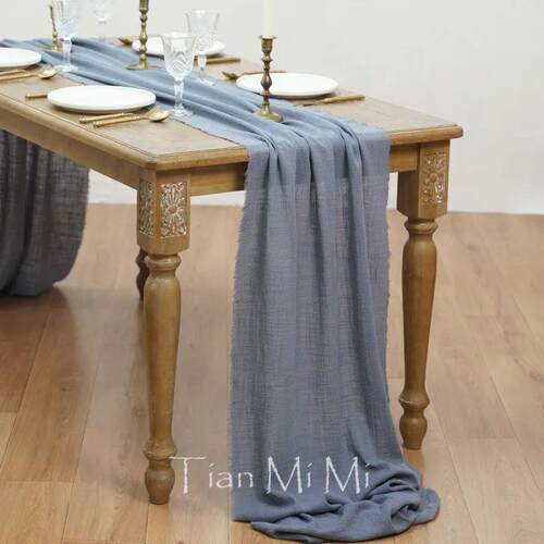 Table Runner Rustic Cotton Gauze Cloth Dining Burlap Retro B
