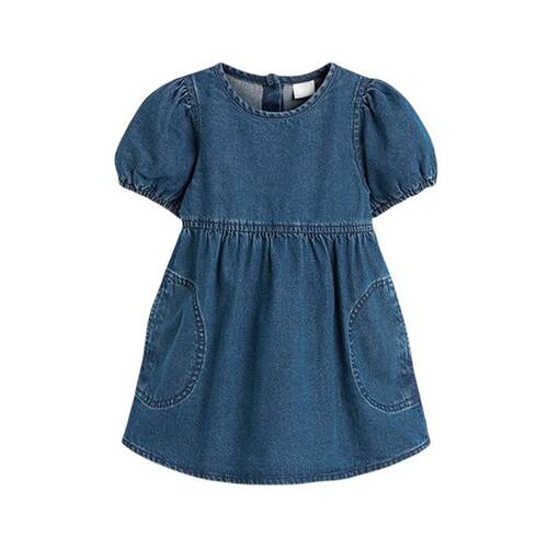 2023 Baby Girls Denim Dress Summer Solid Color Soft and Comf