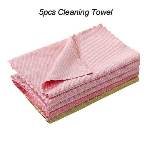 5Pcs Kitchen Cleaning Towel Anti-Grease Wiping Rags Absorbab