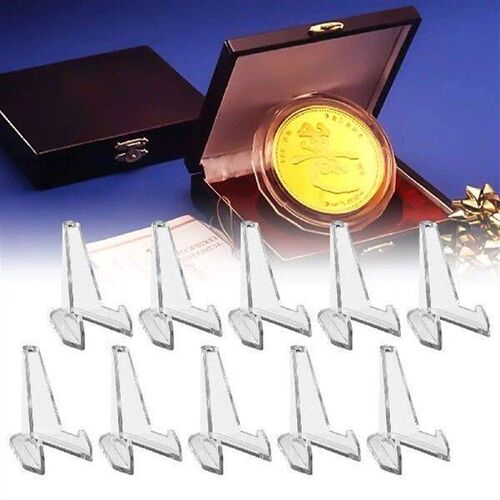 10PCS Coin Display Stand Acrylic Transparent Triangle