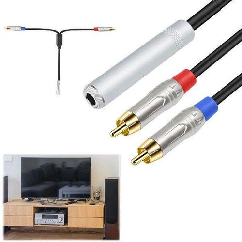 6.35mm 1/4 Inch Stereo Female To Dual TRS Y Splitter Cable