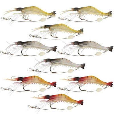 12 Pcs Soft Bait Fake Shrimp Fishing Lure Kits Saltwater