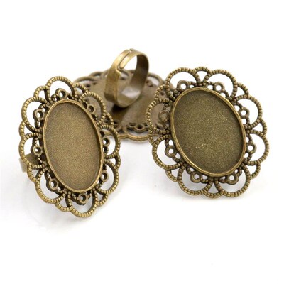 Ft 13x18mm 5pcs Bronze and ntque Slver Plated Colors Oval dj