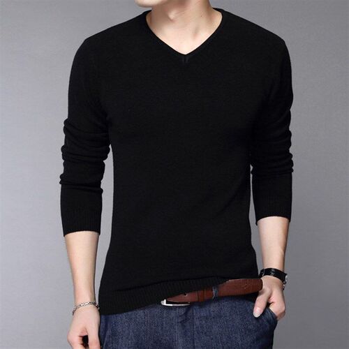 Mens Sweater Autumn Winter Long Sleeve Knitted Slim VNeck So