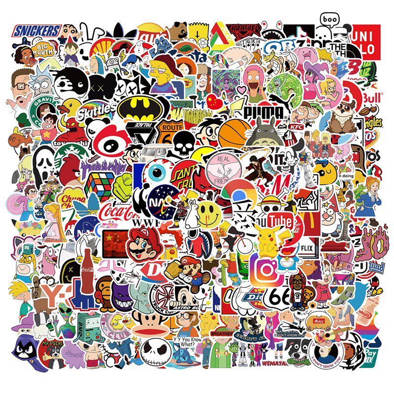 302pcs90s cartoon personality graffiti stickers decoration - 实物图